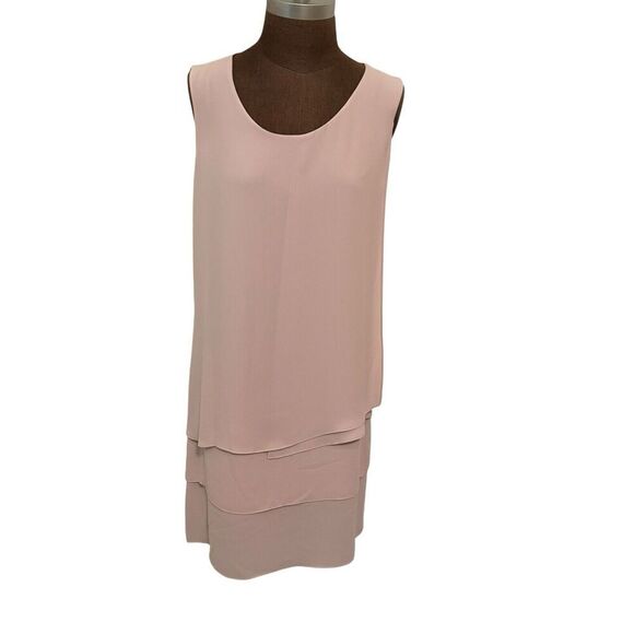 BCBG MAXAZRIA HALEY Layerded Shift Dress Chiffon Bare Pink Size 8 New With Tags - Picture 1 of 5